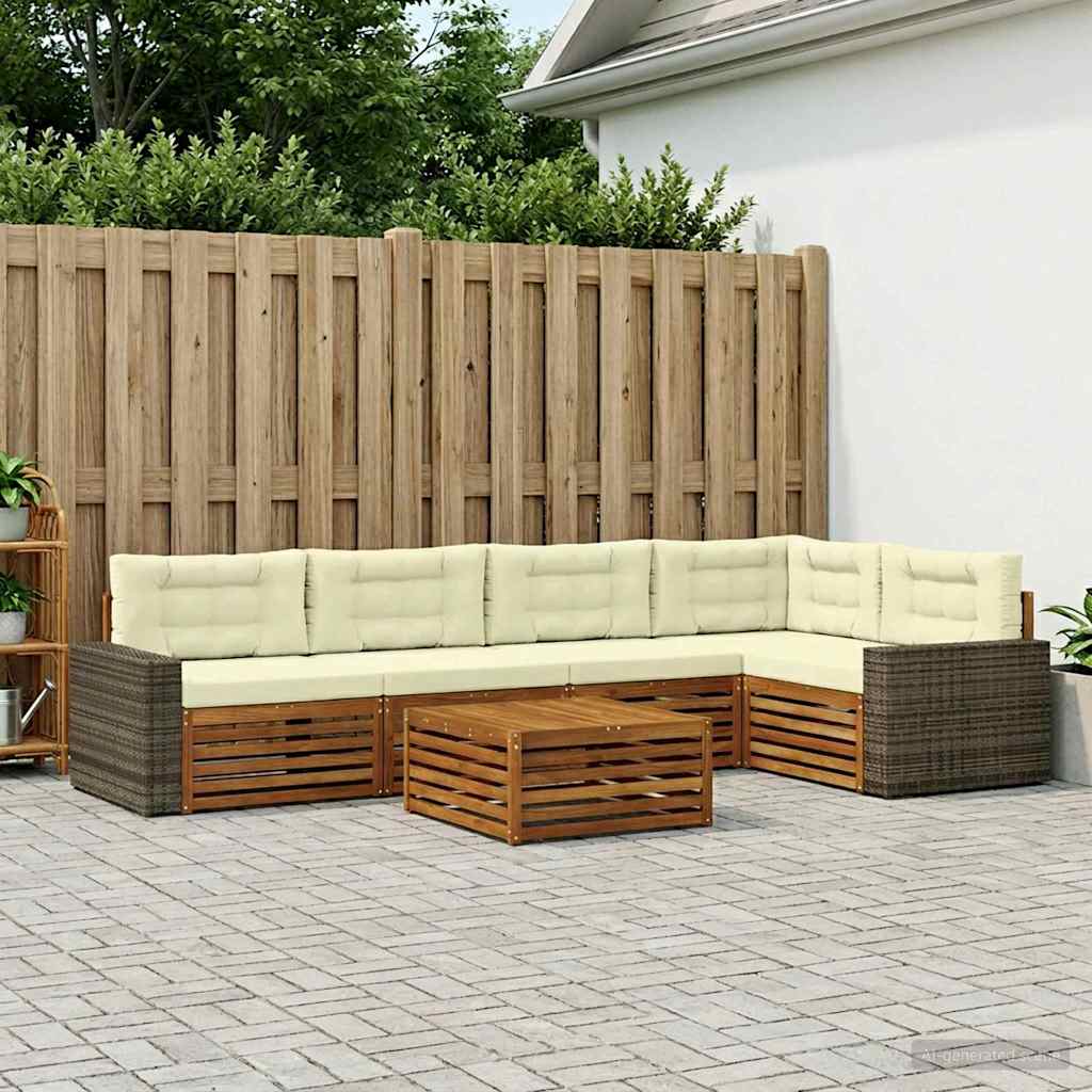 Buiten bankenset 6 pcs Natuurlijk en Crème 79 x 79 x 37 cm – afbeelding 1