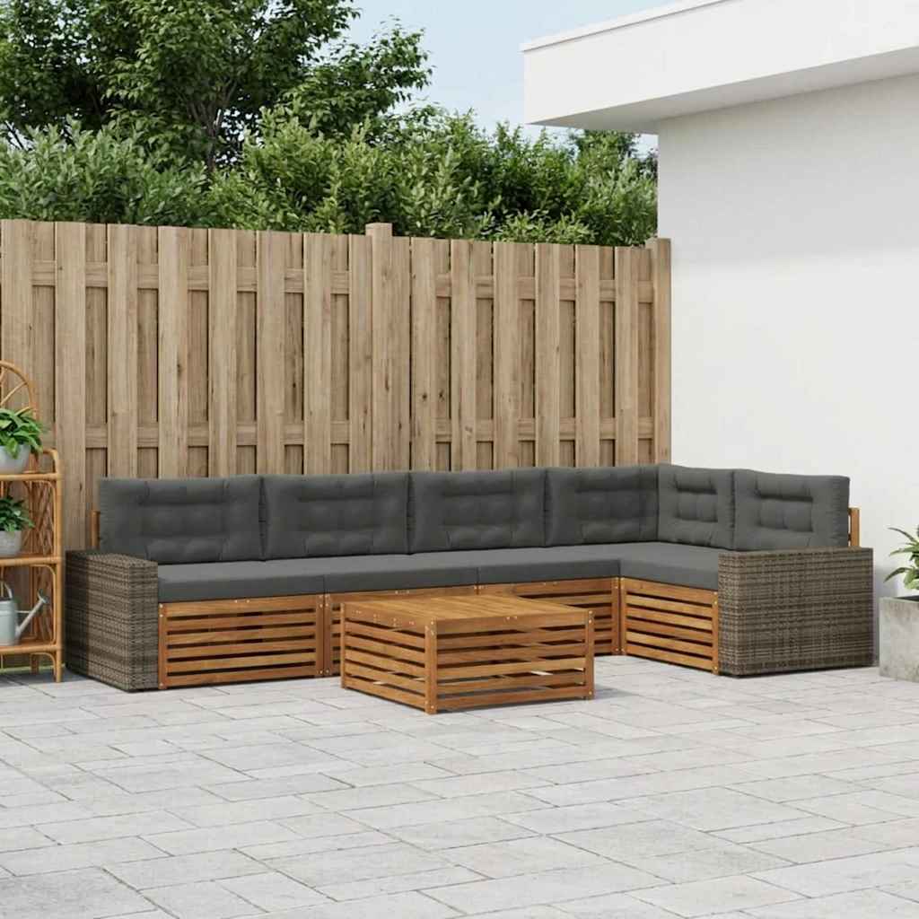 Buiten bankenset 6 pcs Natuurlijk en Antraciet 79 x 79 x 37 cm