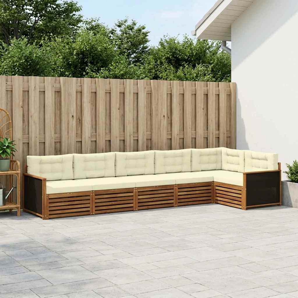 Buiten bankenset 6 pcs Natuurlijk en Crème 406 x 168,5 x 73 cm – afbeelding 1