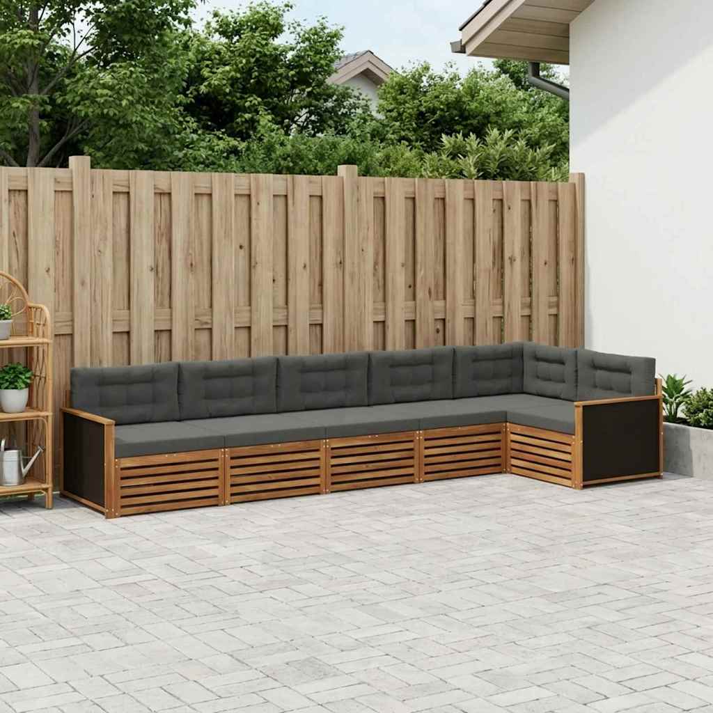 Buiten bankenset 6 pcs Natuurlijk en Antraciet – afbeelding 1