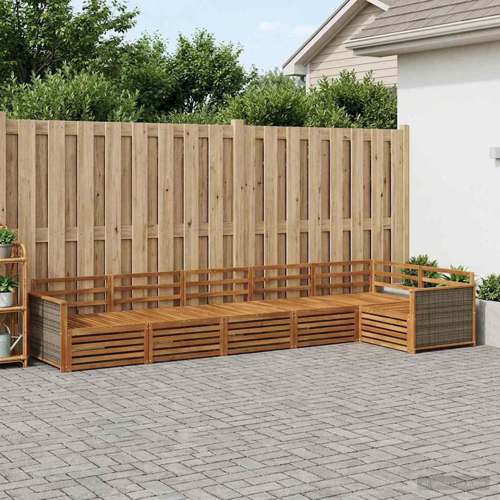 Buiten bankenset 6 pcs Naturel Massief Acaciahout – afbeelding 1