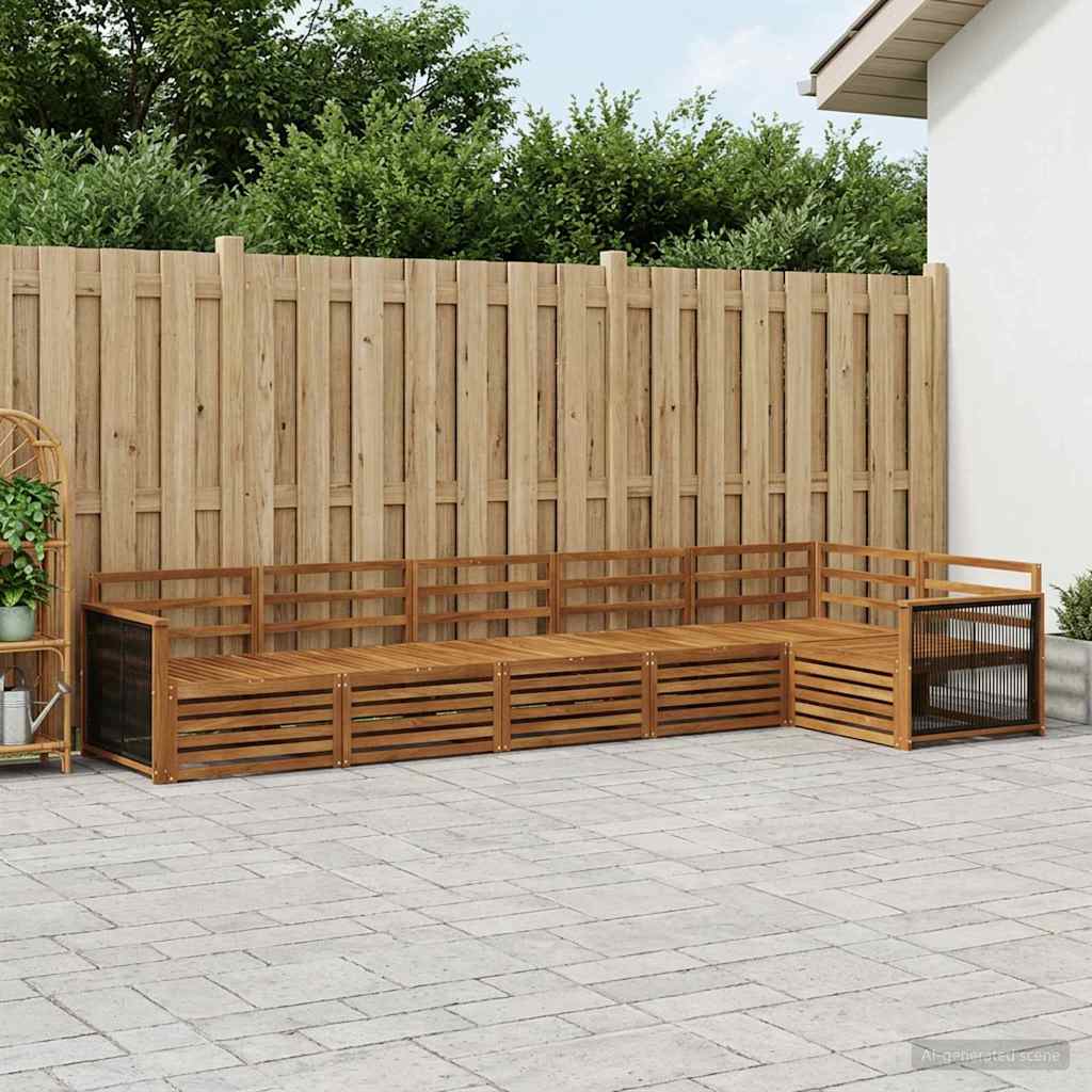 Buiten bankenset 6 pcs Naturel Massief Acaciahout