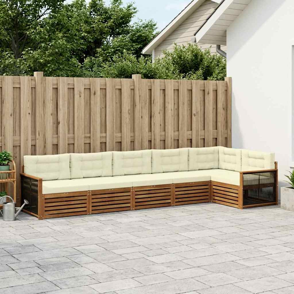 Buiten bankenset met kussen 6 pcs Natuurlijk en Crème – afbeelding 1