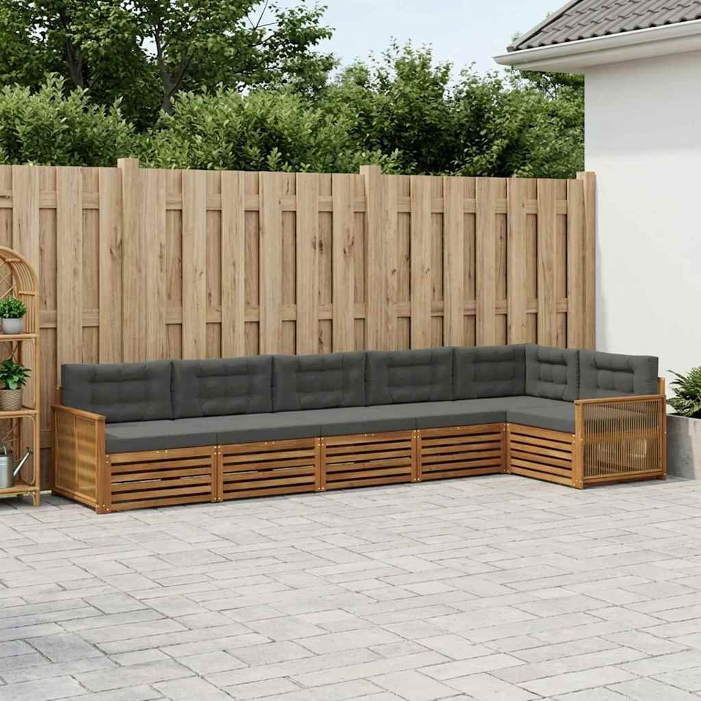 Buiten bankenset met kussen 6 pcs Natuurlijk en Antraciet – afbeelding 1