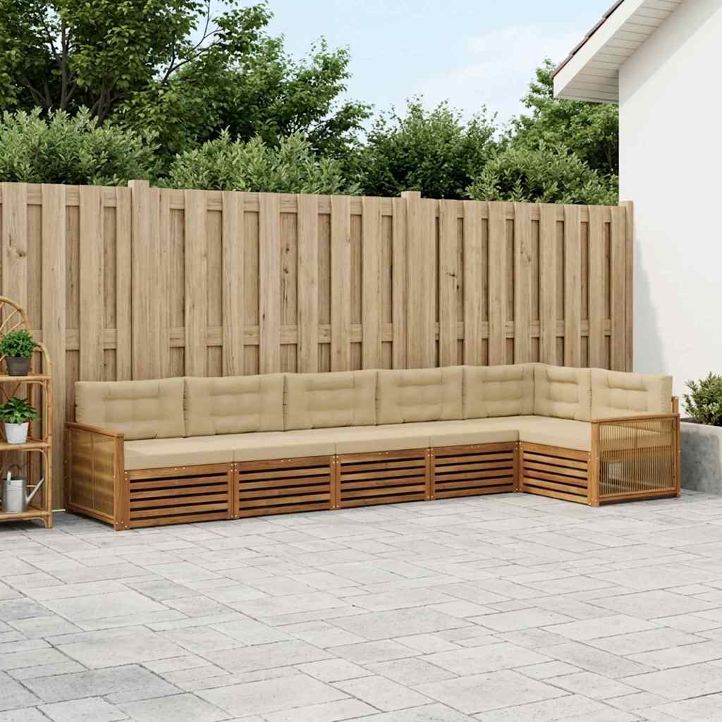 Buiten bankenset met kussen 6 pcs Natuurlijk en Beige – afbeelding 1