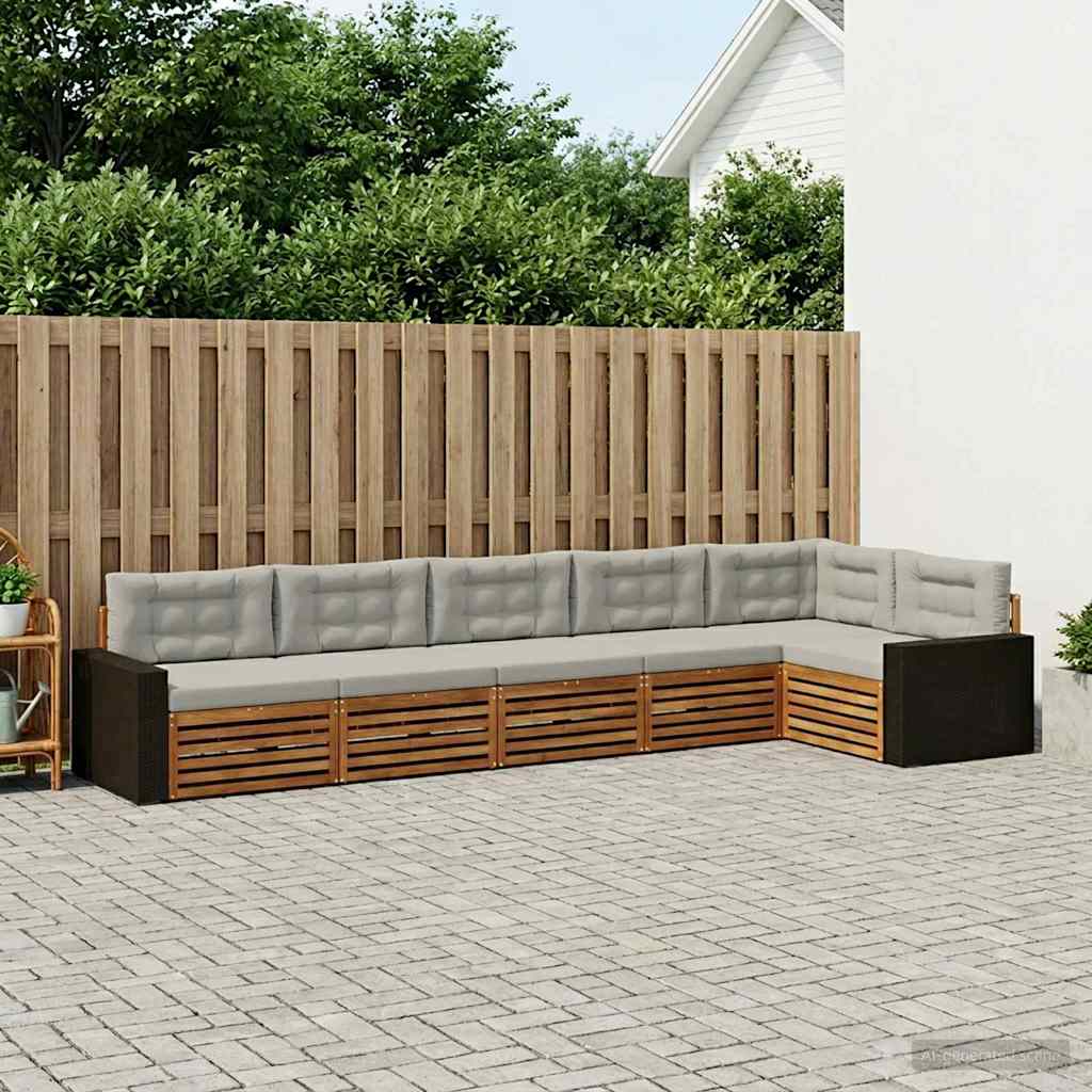 Buiten bankenset 6 pcs Naturel en lichtgrijs – afbeelding 1