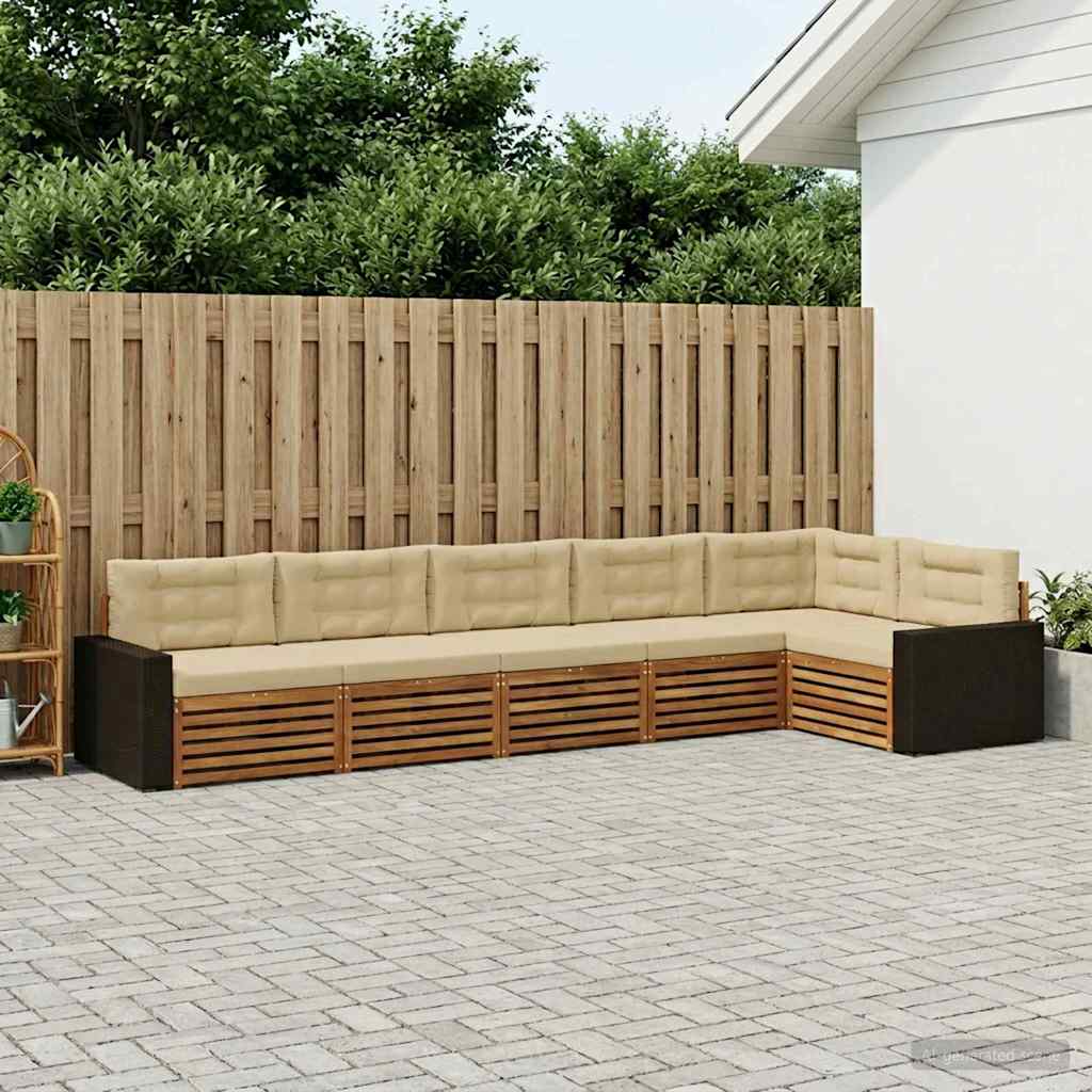 Buiten bankenset 6 pcs Natuurlijk en Beige 402 x 172,5 x 73 cm – afbeelding 1