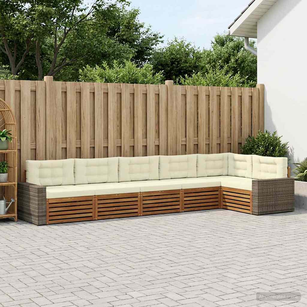 Buiten bankenset 6 pcs Natuurlijk en Crème 402 x 172,5 x 73 cm