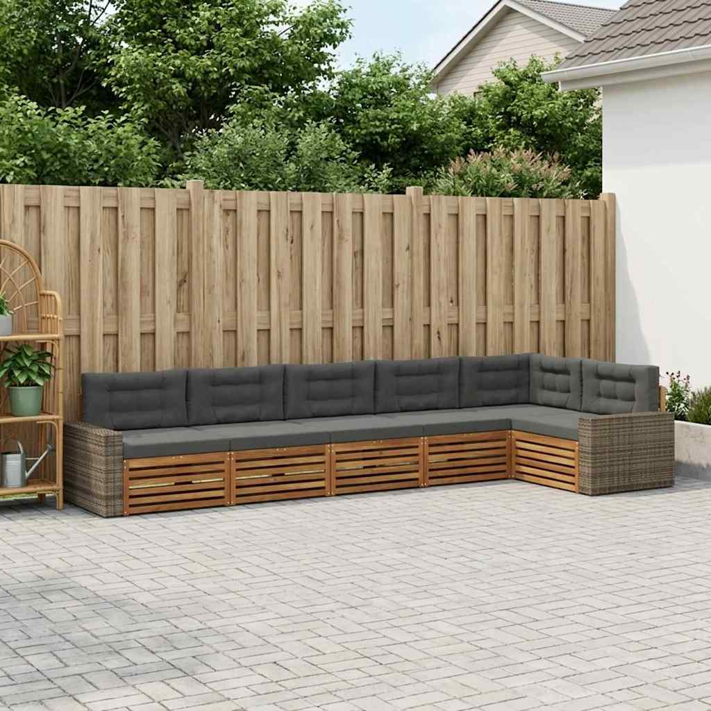 Buiten bankenset 6 pcs Natuurlijk en Antraciet – afbeelding 1