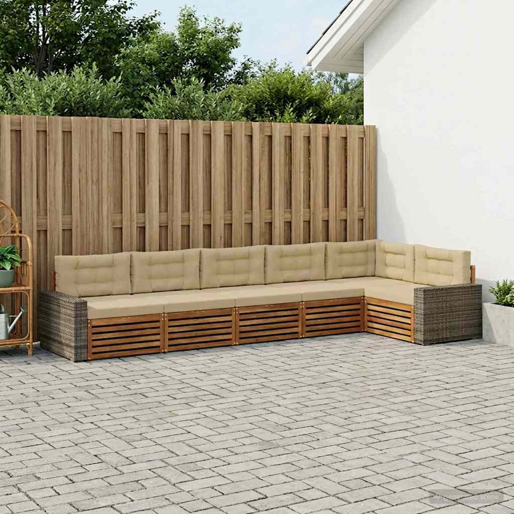 Buiten bankenset 6 pcs Natuurlijk en Beige 402 x 172,5 x 73 cm – afbeelding 1