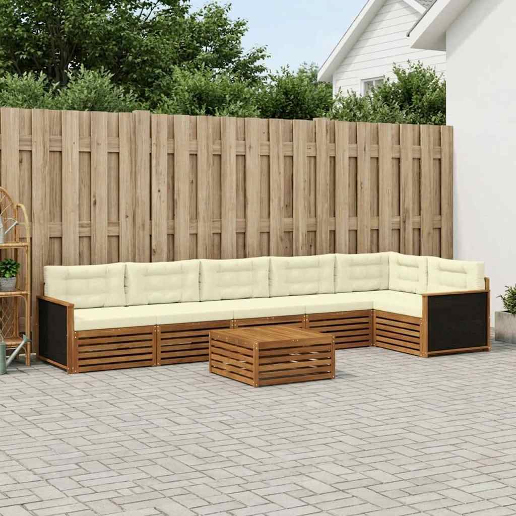 Buiten bankenset 7 pcs Natuurlijk en Crème 79 x 79 x 37 cm – afbeelding 1