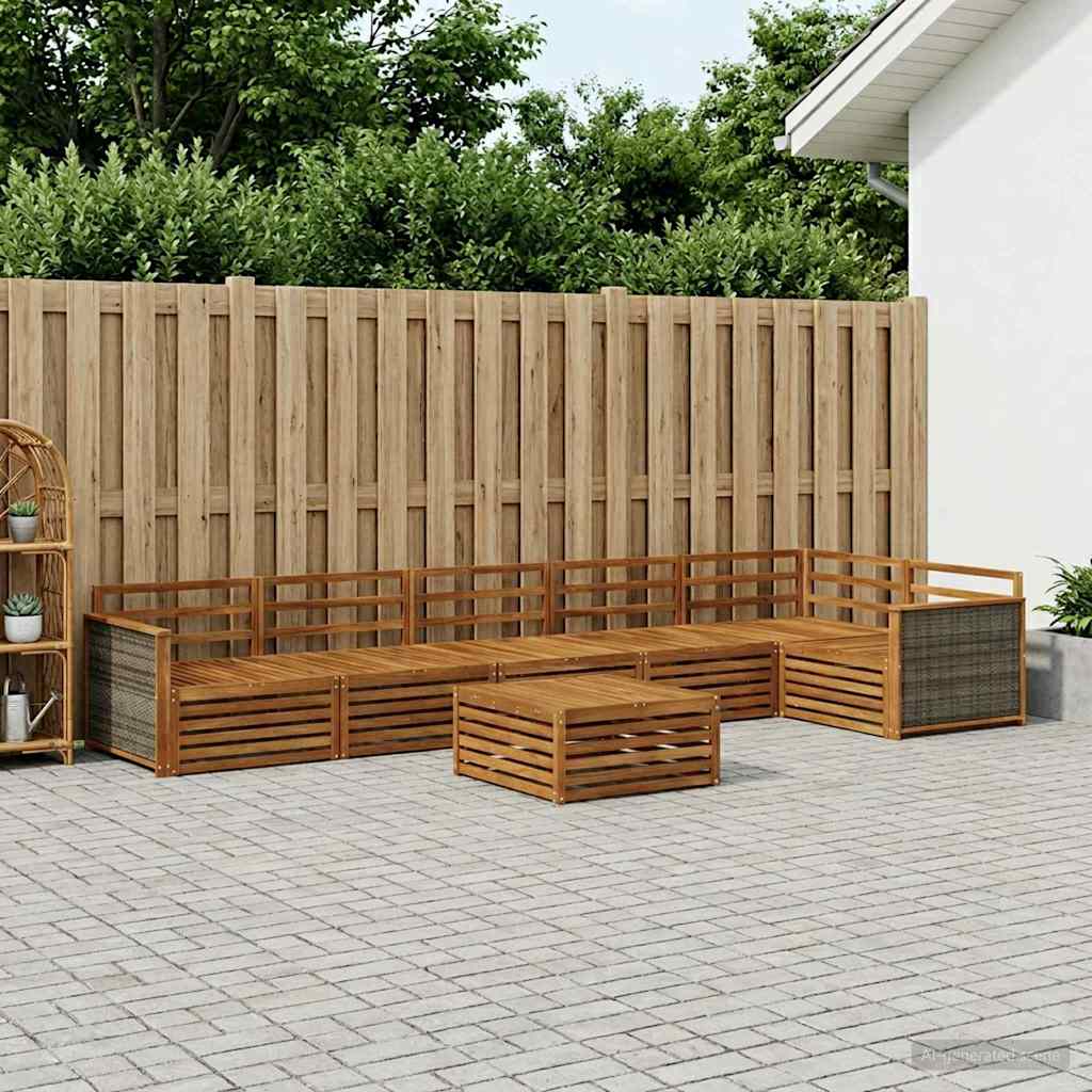 Buiten bankenset 7 pcs Naturel Massief Acaciahout