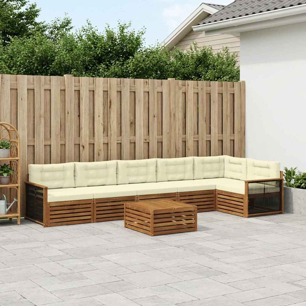 Buiten bankenset met kussen 7 pcs Natuurlijk en Crème – afbeelding 1