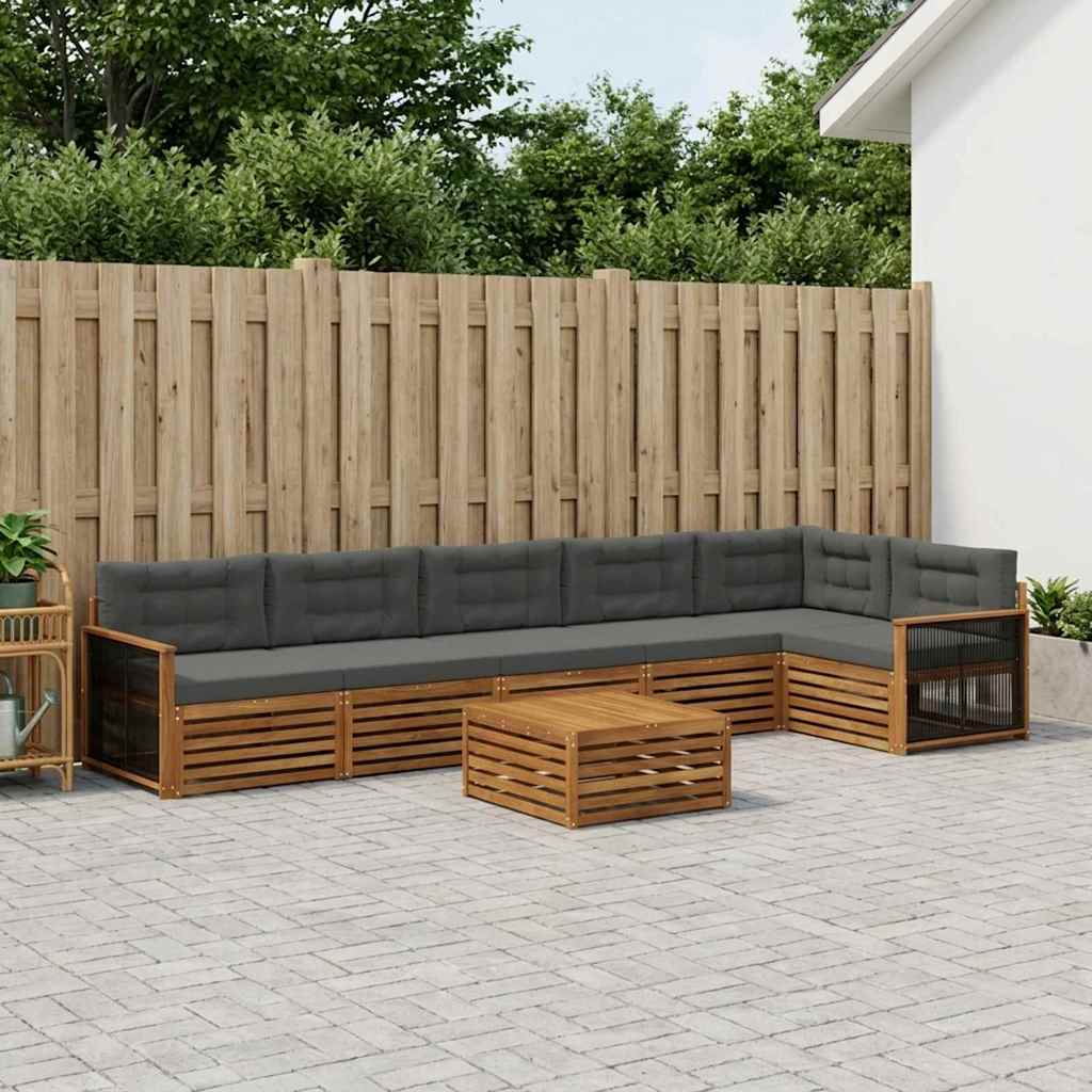 Buiten bankenset met kussen 7 pcs Natuurlijk en Antraciet – afbeelding 1