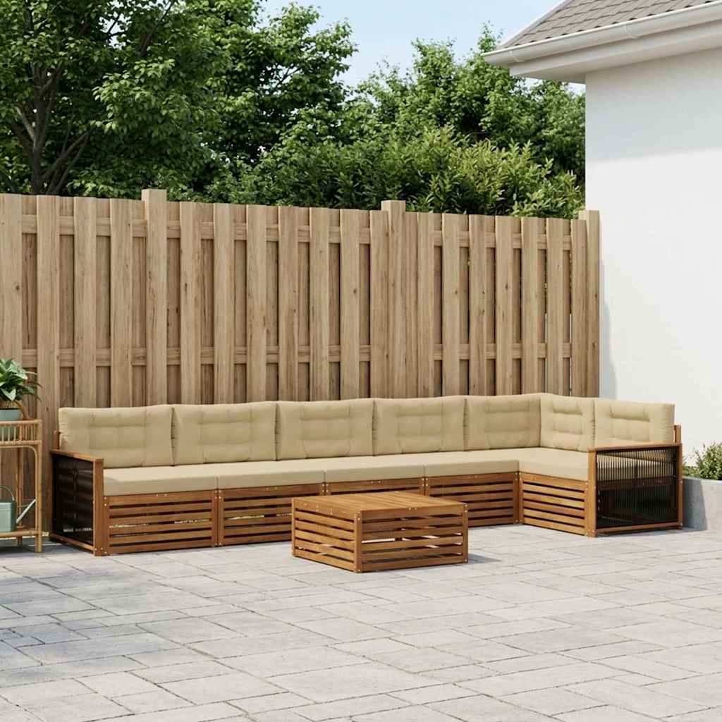 Buiten bankenset met kussen 7 pcs Natuurlijk en Beige – afbeelding 1