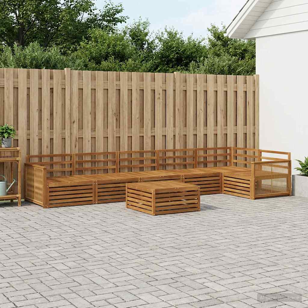 Buiten bankenset 7 pcs Naturel Massief Acaciahout