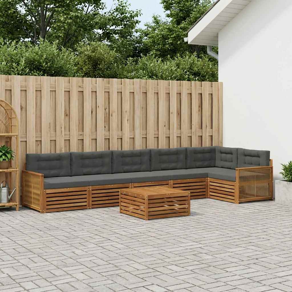 Buiten bankenset met kussen 7 pcs Natuurlijk en Antraciet – afbeelding 1