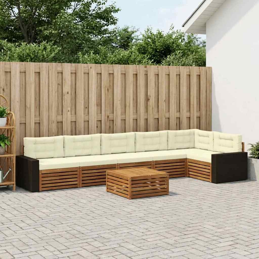 Buiten bankenset 7 pcs Natuurlijk en Crème 79 x 79 x 37 cm – afbeelding 1