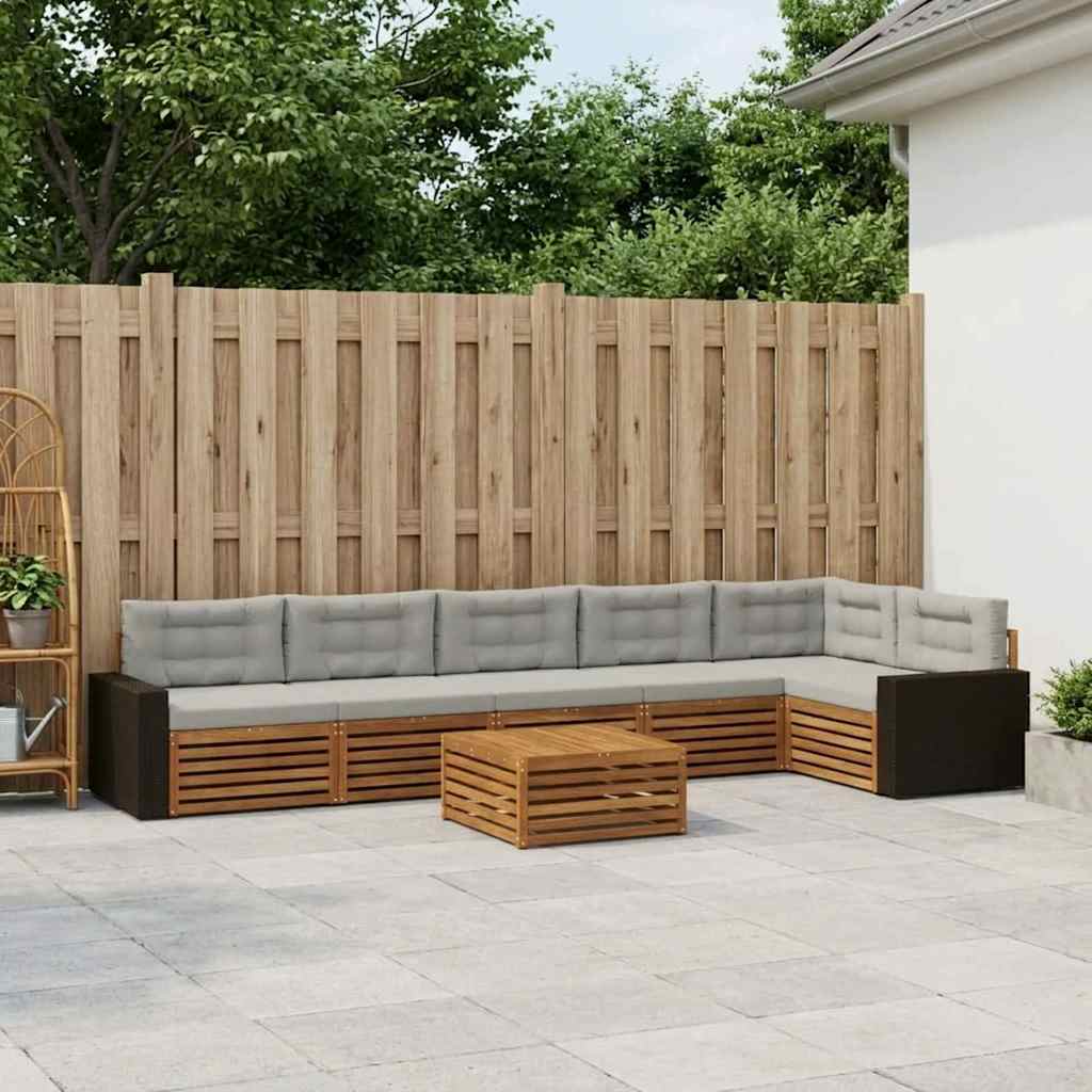 Buiten bankenset 7 pcs Naturel en lichtgrijs Polyester