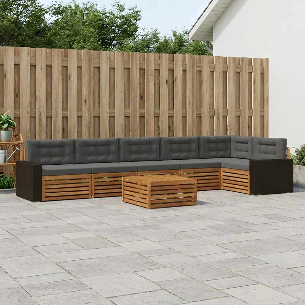 Buiten bankenset 7 pcs Natuurlijk en Antraciet 79 x 79 x 37 cm – afbeelding 1