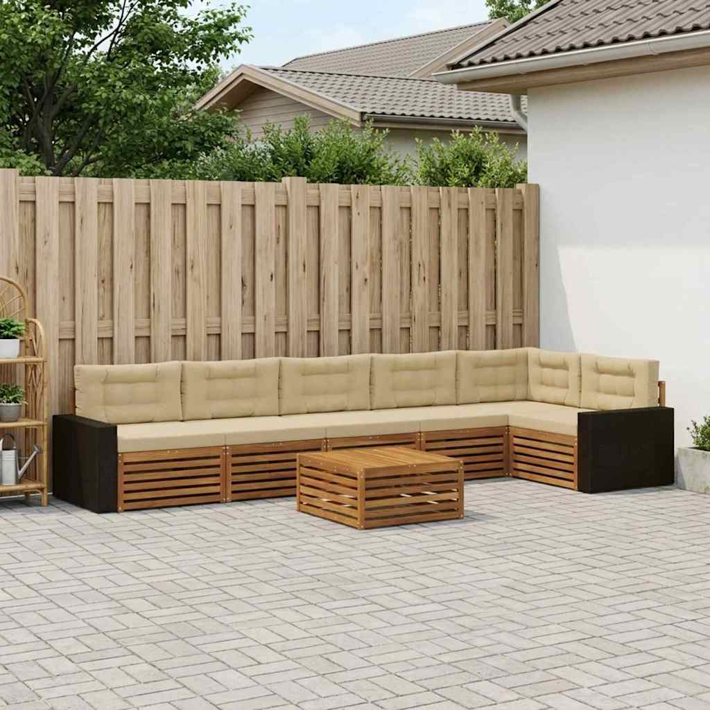 Buiten bankenset 7 pcs Natuurlijk en Beige 79 x 79 x 37 cm – afbeelding 1