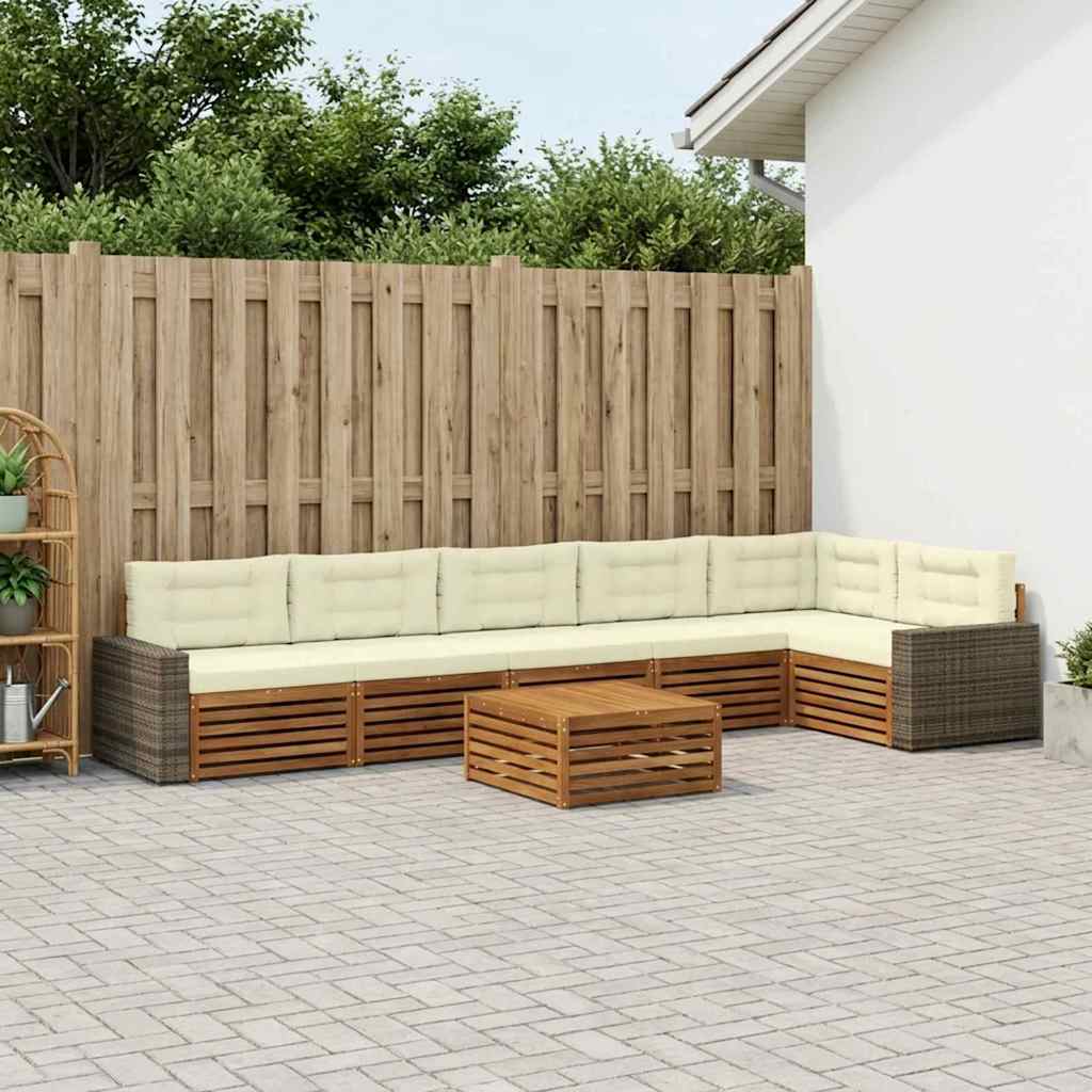 Buiten bankenset 7 pcs Natuurlijk en Crème 79 x 79 x 37 cm