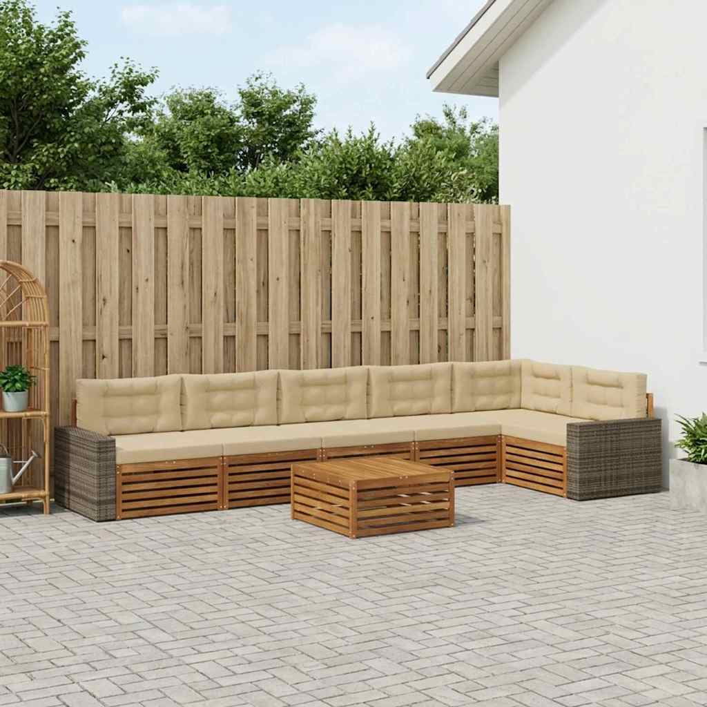 Buiten bankenset 7 pcs Natuurlijk en Beige 79 x 79 x 37 cm – afbeelding 1