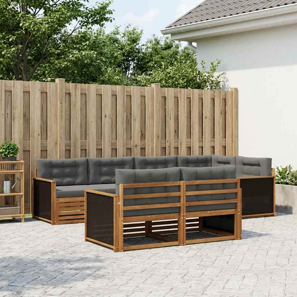 Buiten bankenset met kussen 7 pcs Natuurlijk en Antraciet – afbeelding 1