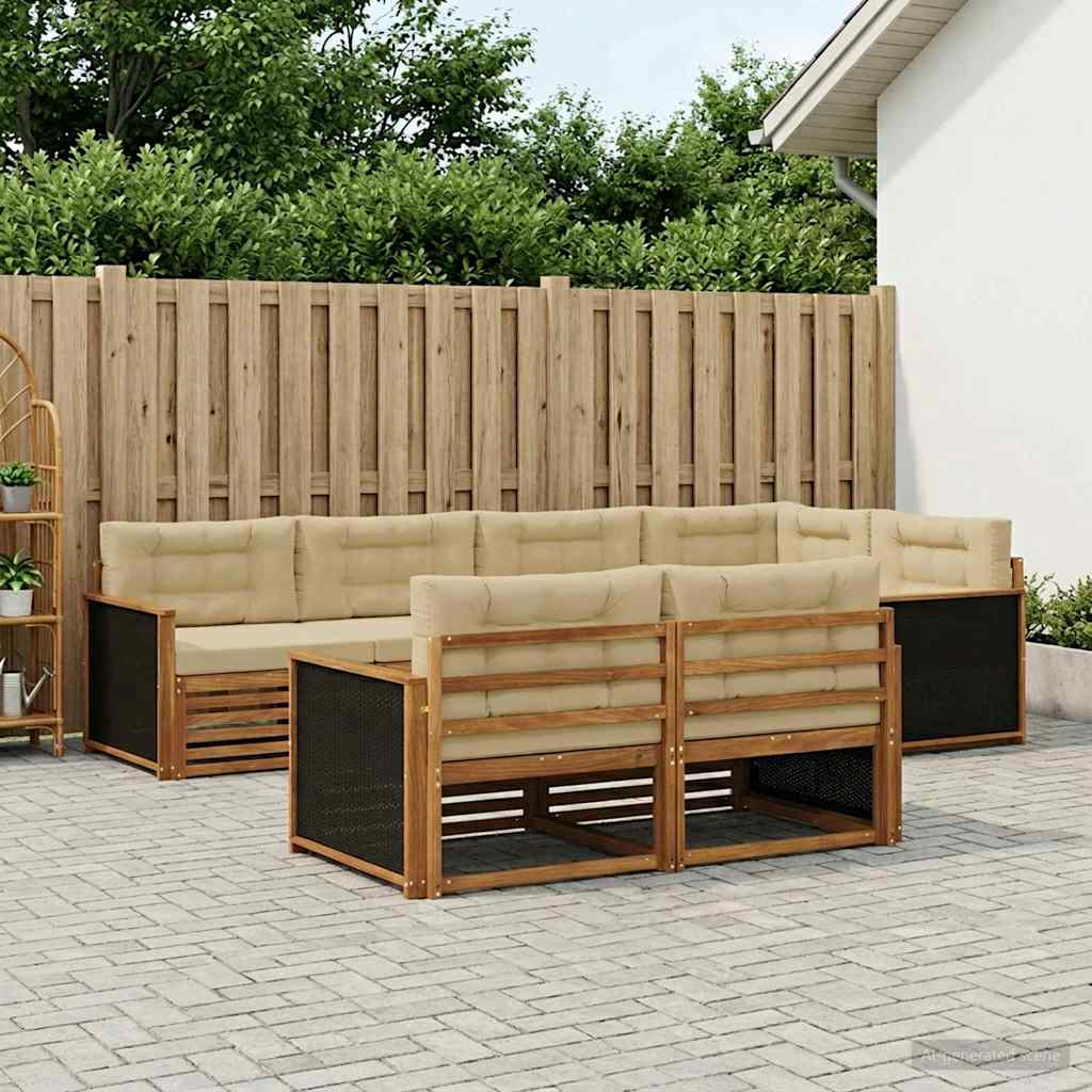 Buiten bankenset met kussen 7 pcs