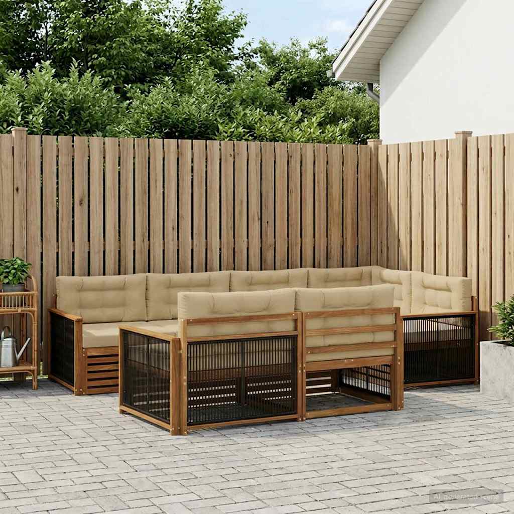 Buiten bankenset met kussen 7 pcs Natuurlijk en Beige – afbeelding 1