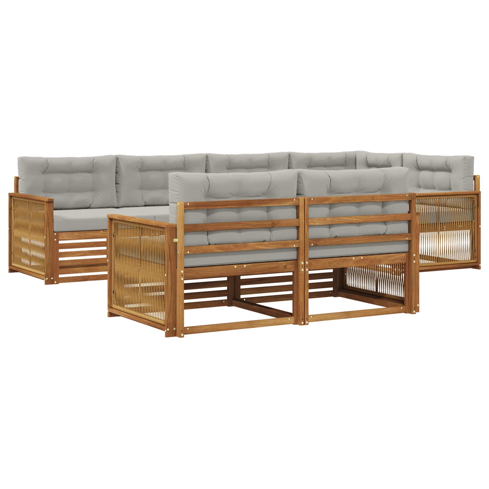 Buiten bankenset met kussen 7 pcs Naturel en lichtgrijs – afbeelding 2