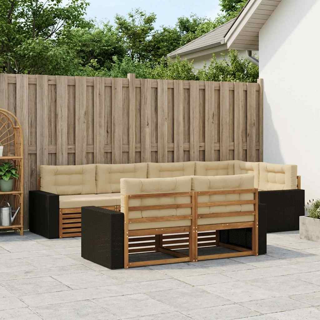 Buiten bankenset met kussen 7 pcs Natuurlijk en Beige – afbeelding 1