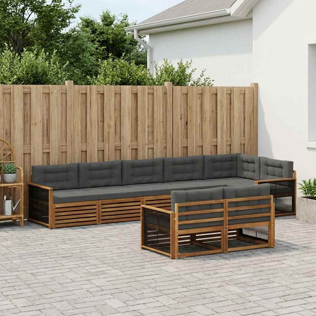 Buiten bankenset met kussen 8 pcs Natuurlijk en Antraciet – afbeelding 1
