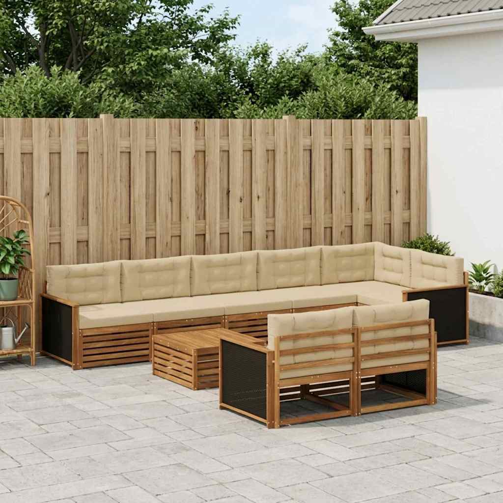 Buiten bankenset met kussen 9 pcs