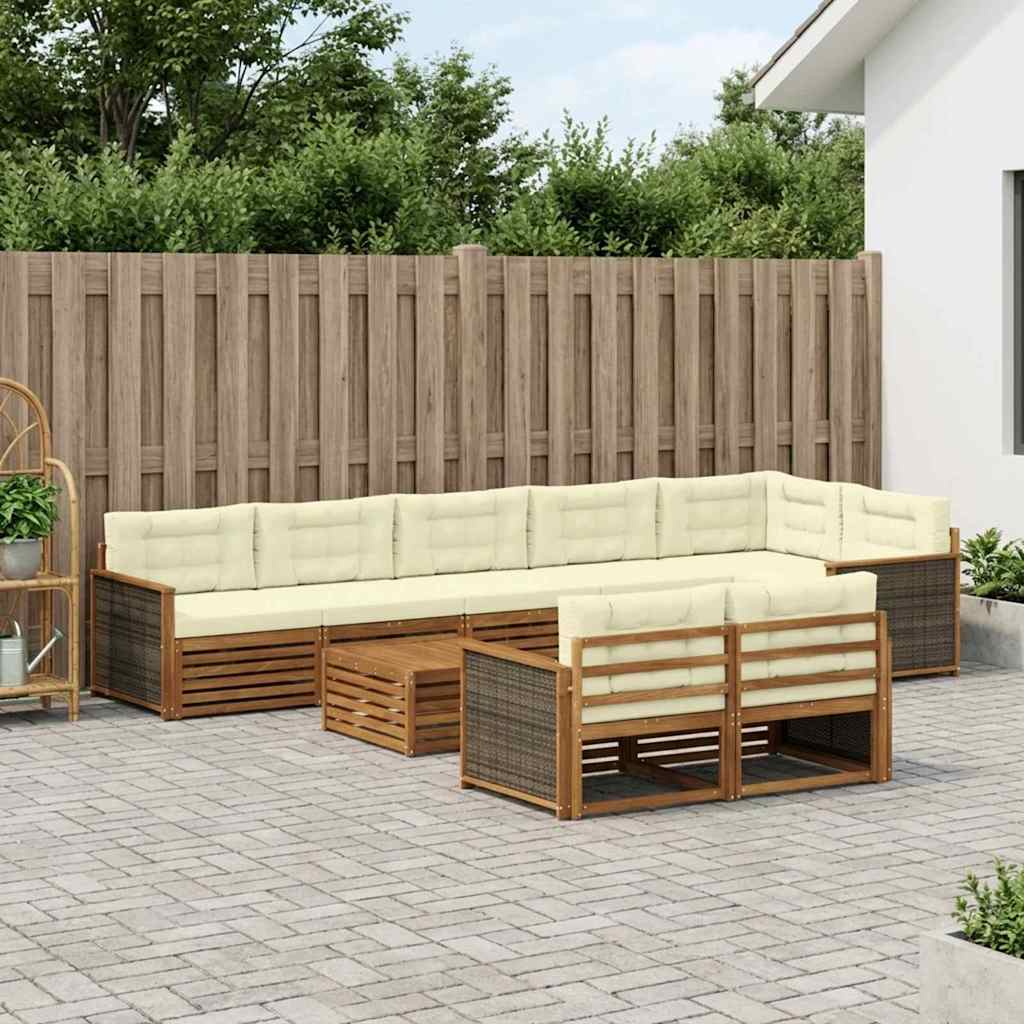 Buiten bankenset met kussen 9 pcs