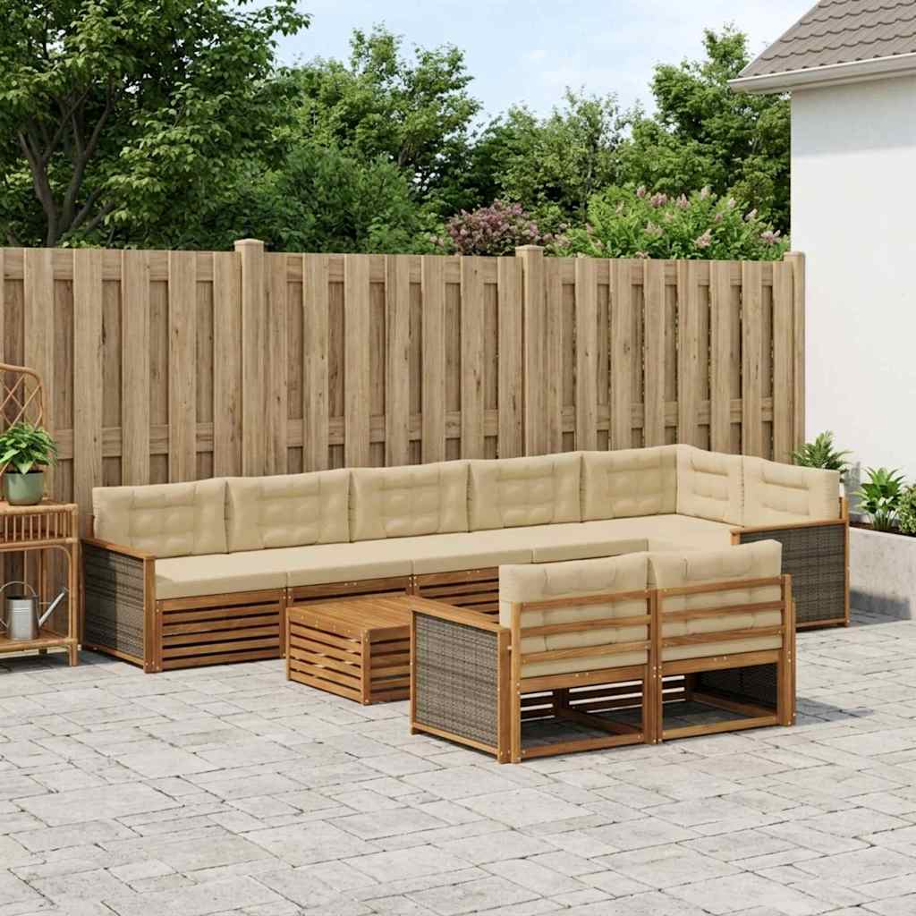 Buiten bankenset met kussen 9 pcs – afbeelding 1