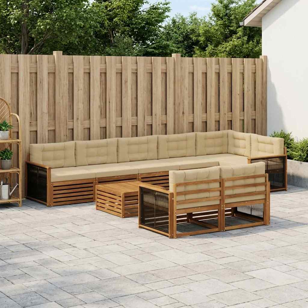 Buiten bankenset met kussen 9 pcs – afbeelding 1
