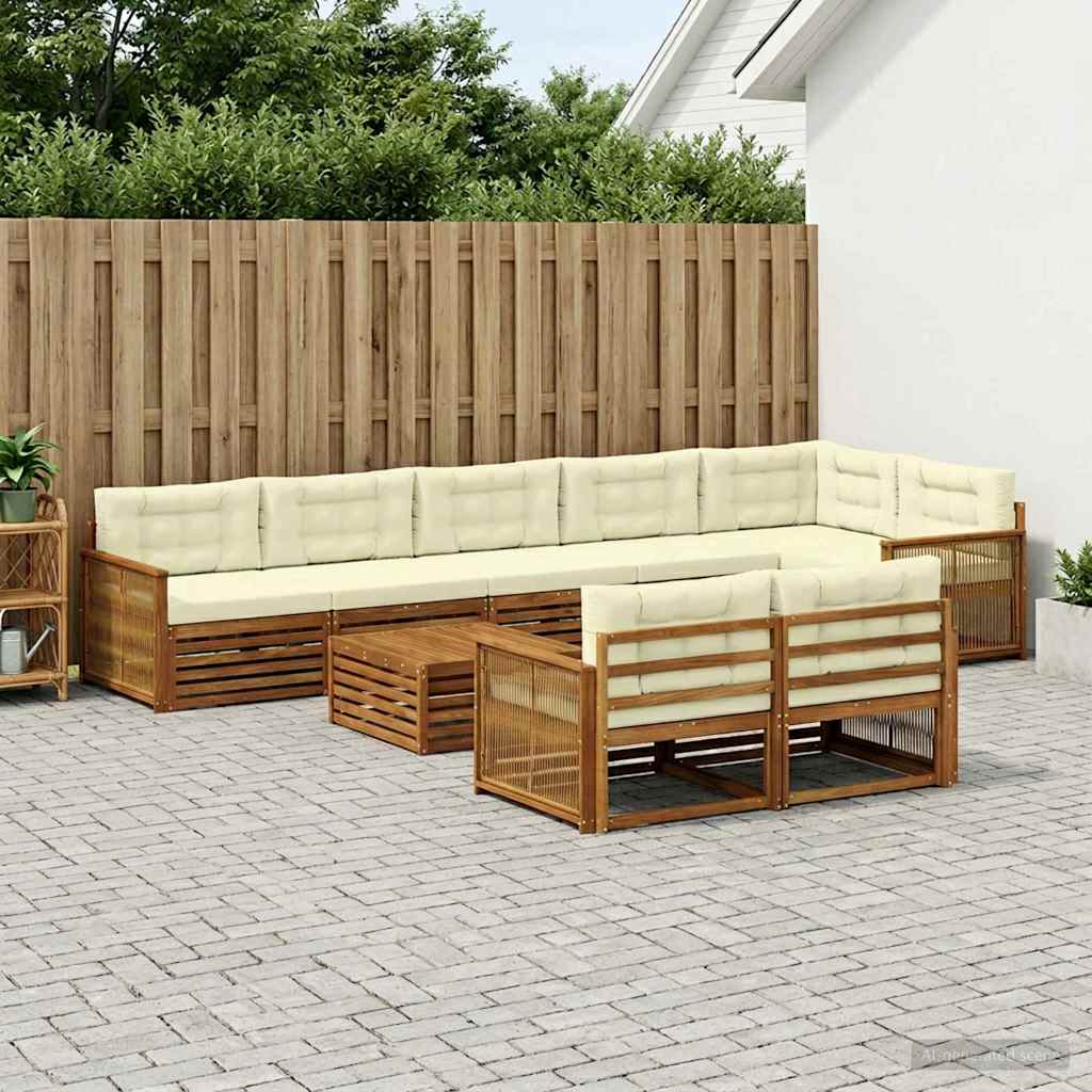 Buiten bankenset met kussen 9 pcs