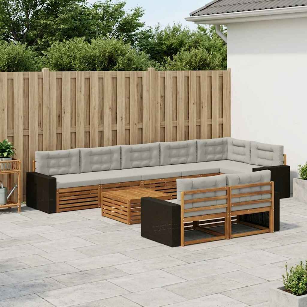 Buiten bankenset met kussen 9 pcs