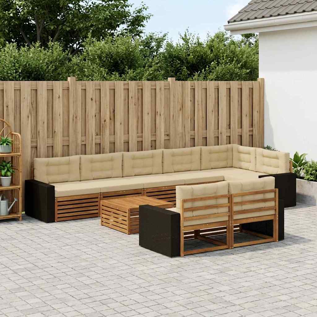 Buiten bankenset met kussen 9 pcs