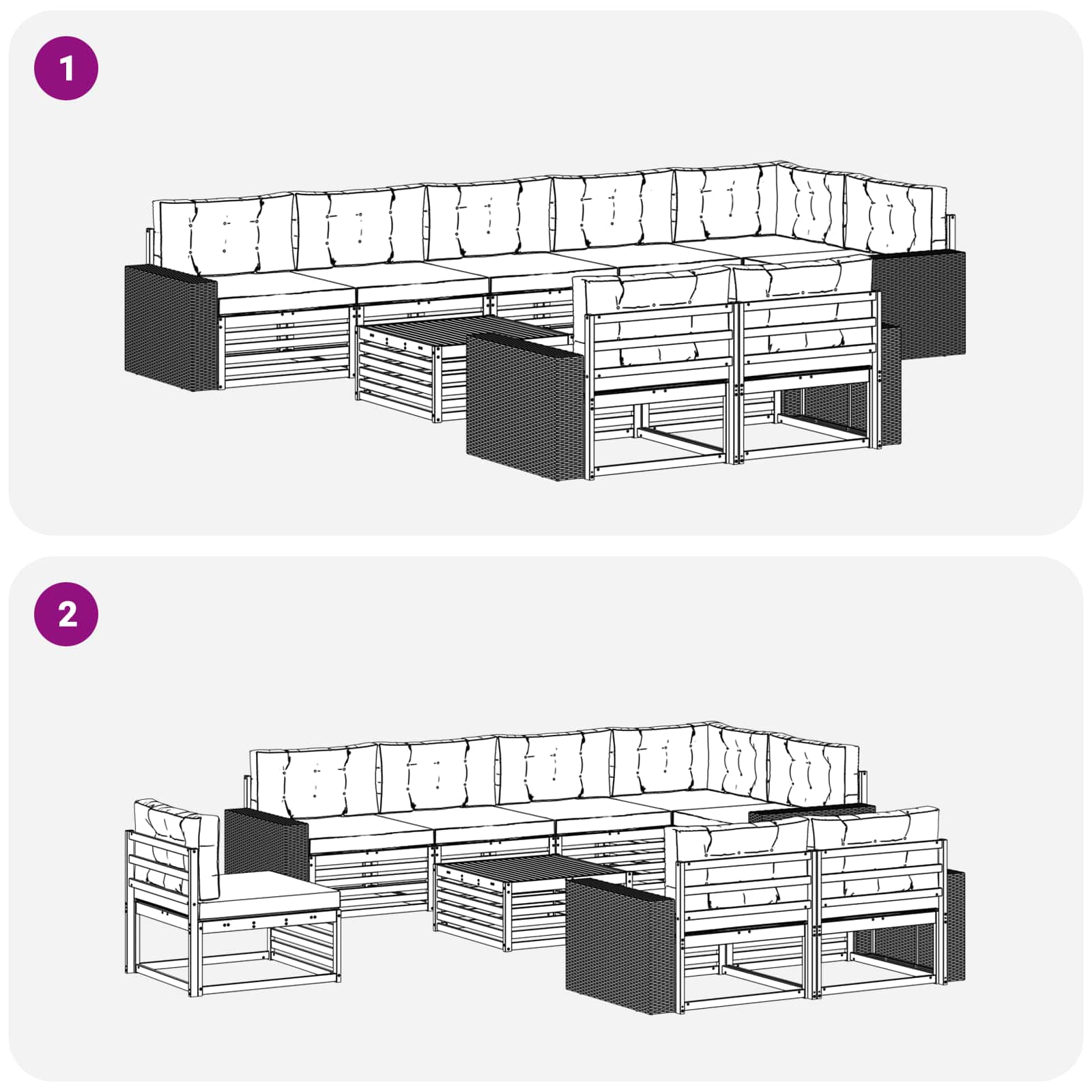 Buiten bankenset met kussen 9 pcs – afbeelding 7