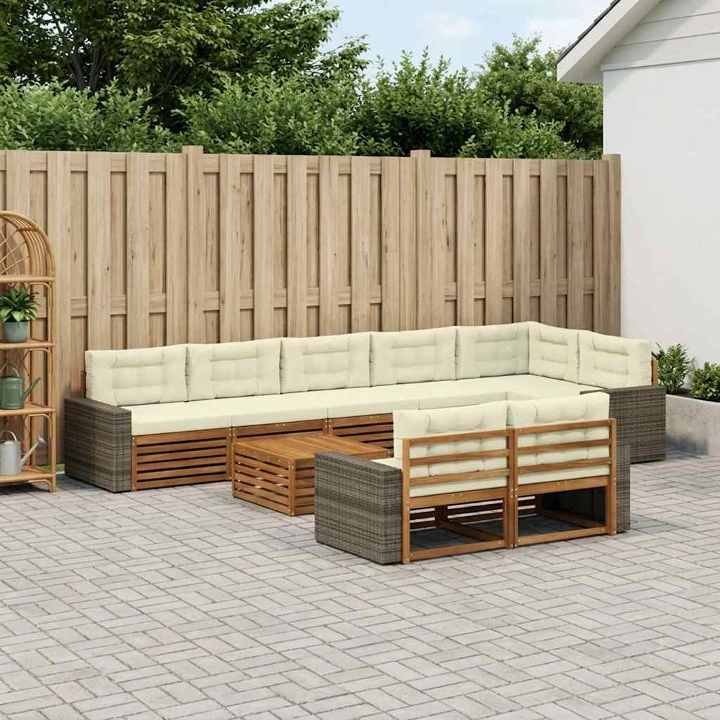 Buiten bankenset met kussen 9 pcs