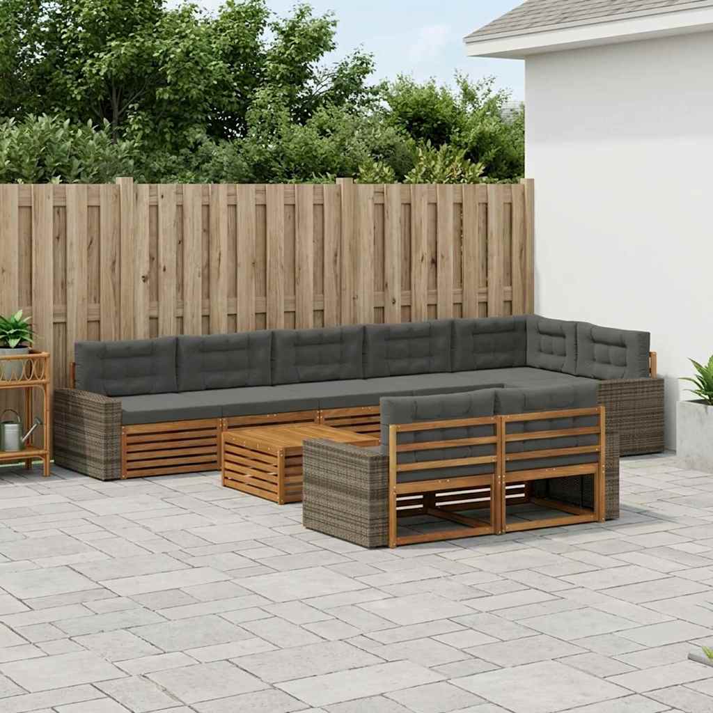Buiten bankenset met kussen 9 pcs