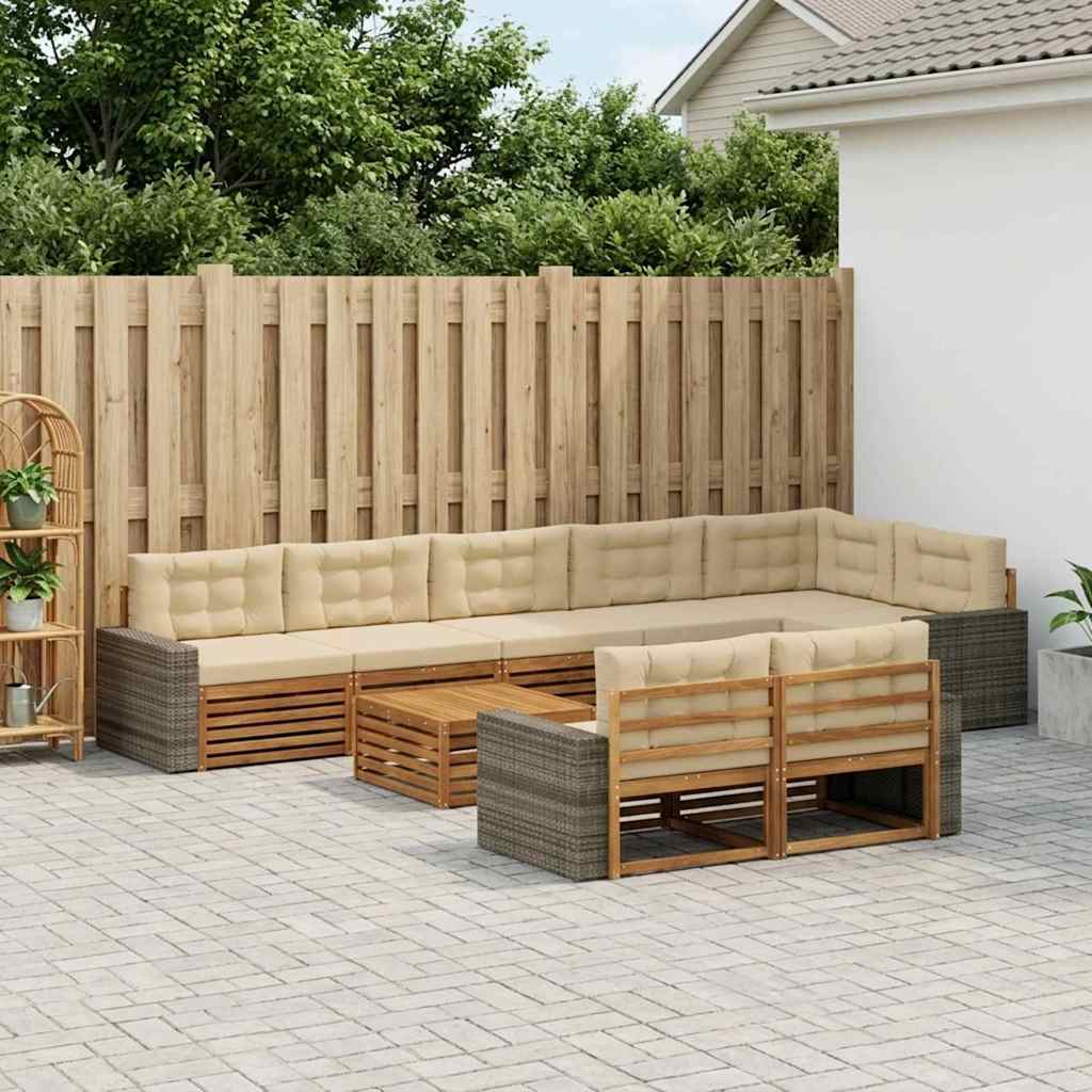 Buiten bankenset met kussen 9 pcs – afbeelding 1