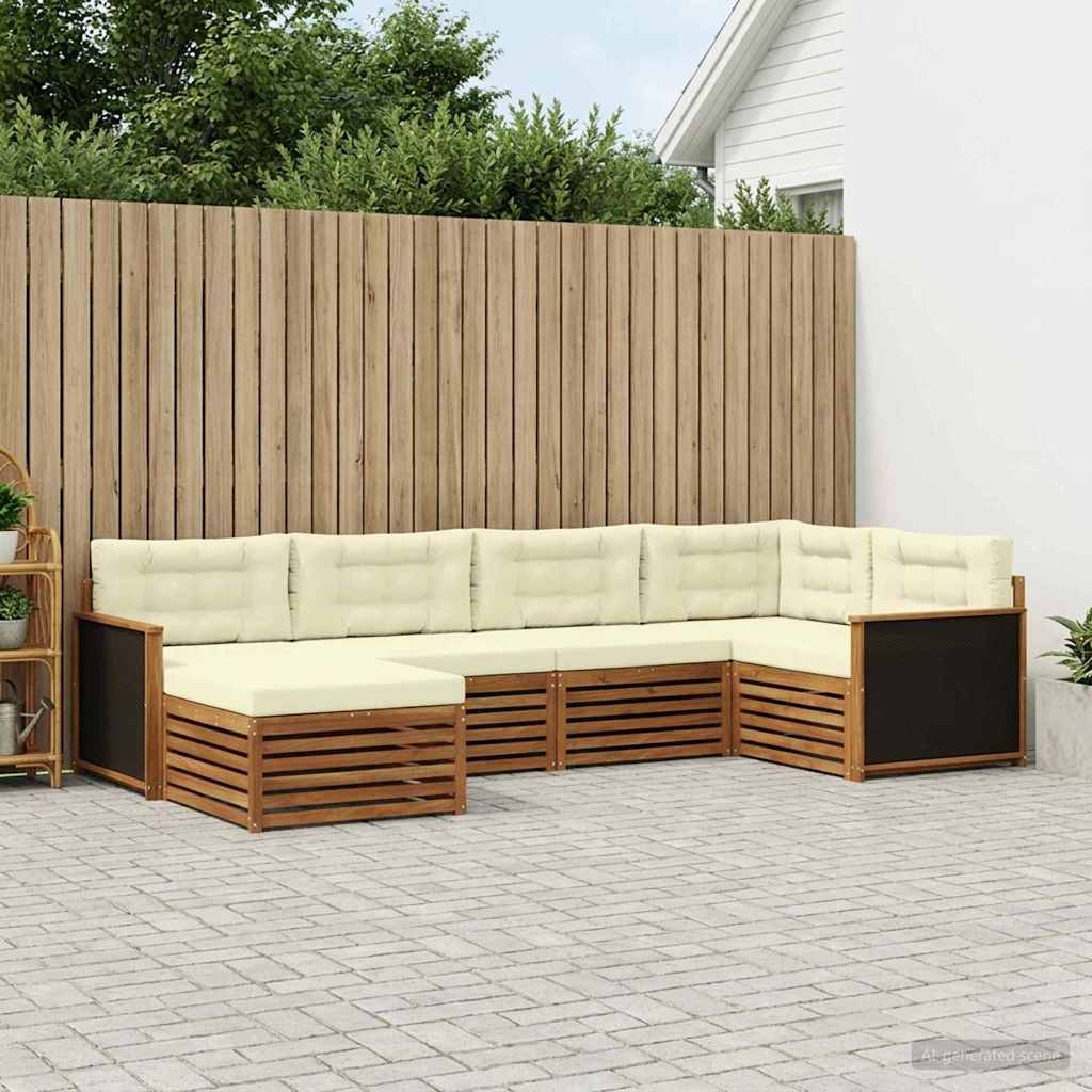 Buiten bankenset met kussen 6 pcs Natuurlijk en Crème – afbeelding 1