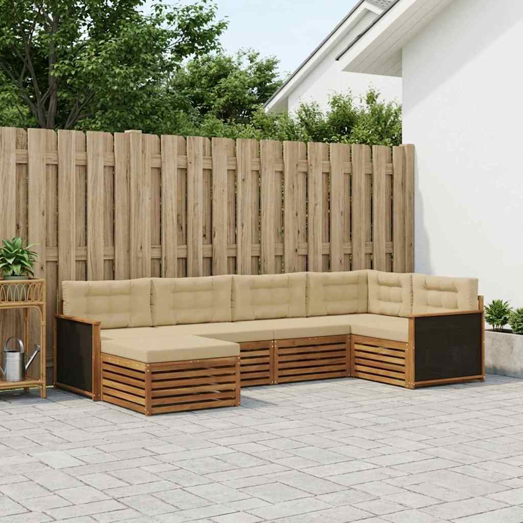 Buiten bankenset met kussen 6 pcs Natuurlijk en Beige – afbeelding 1