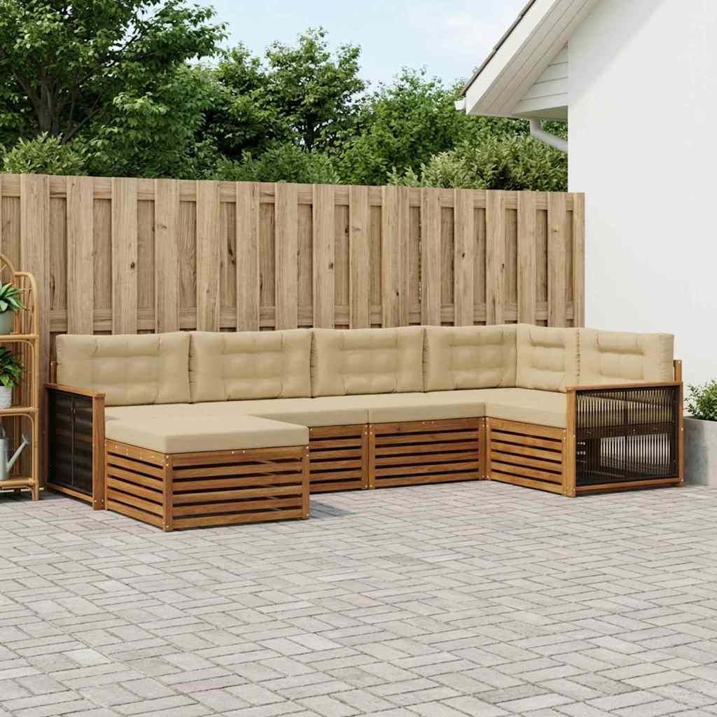 Buiten bankenset met kussen 6 pcs Natuurlijk en Beige – afbeelding 1
