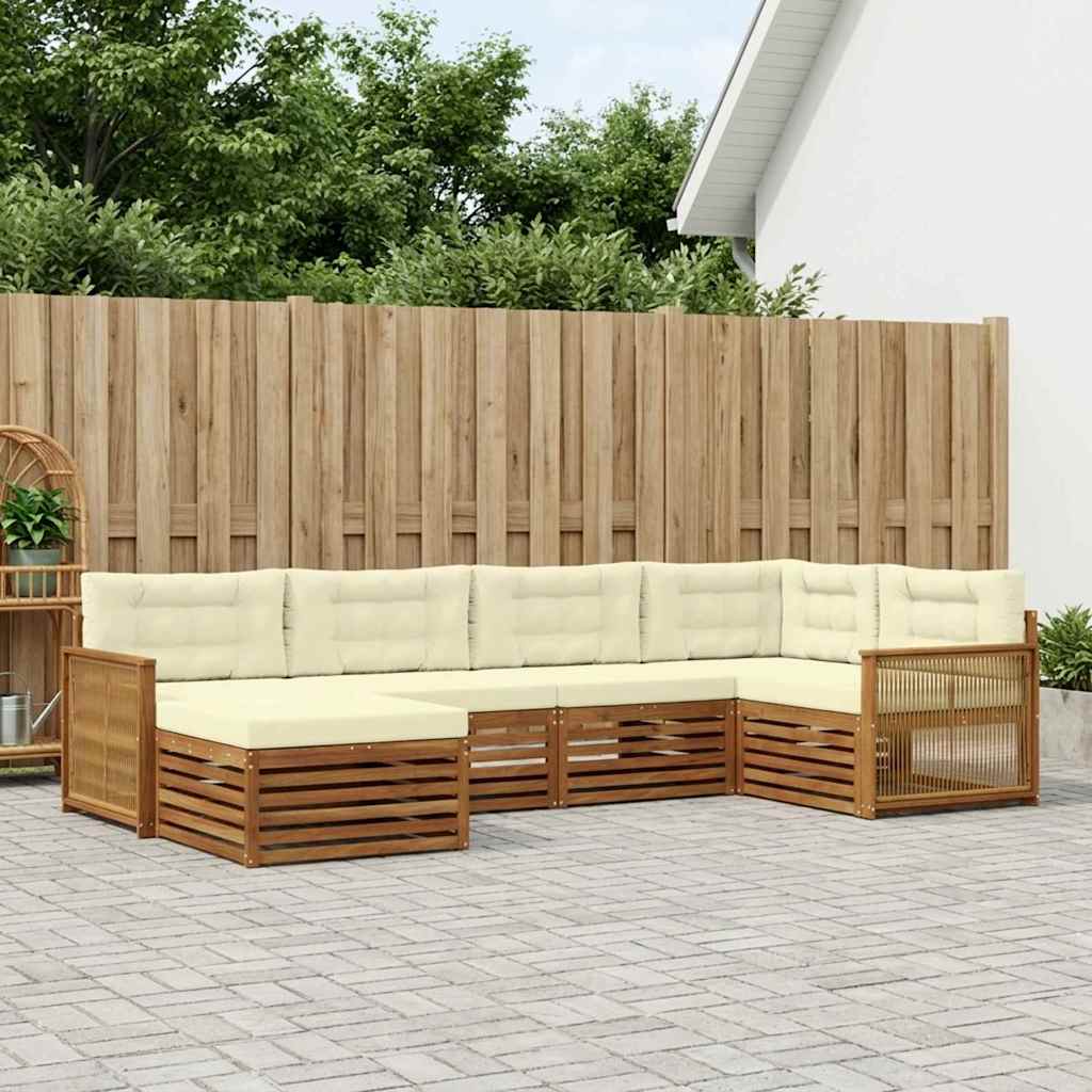 Buiten bankenset met kussen 6 pcs Natuurlijk en Crème
