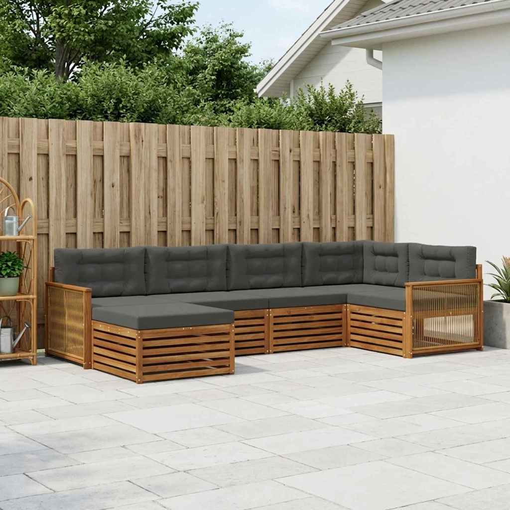 Buiten bankenset met kussen 6 pcs Natuurlijk en Antraciet – afbeelding 1