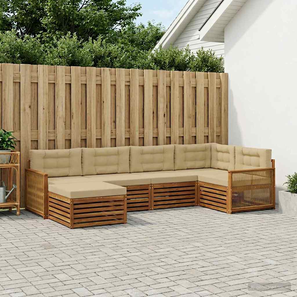 Buiten bankenset met kussen 6 pcs Natuurlijk en Beige – afbeelding 1
